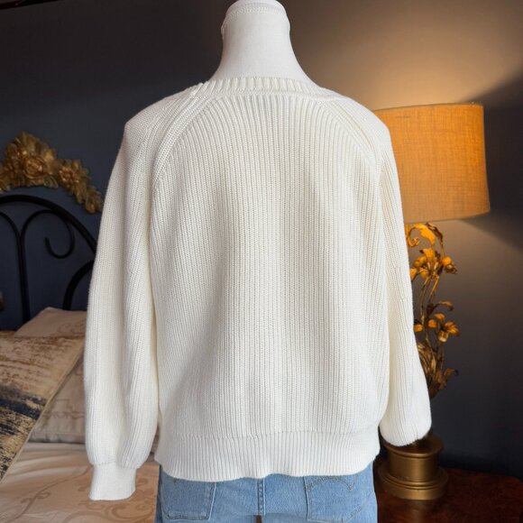 Tommy Bahama Breezy Palm Crew Neck Sweater in Cream and Tan - Picture 4 of 8